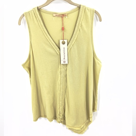 XCVI Wearables Lazzaro Tank Top Womens Size M Yellow Green Asymmetric Hem NWT - Picture 10 of 10